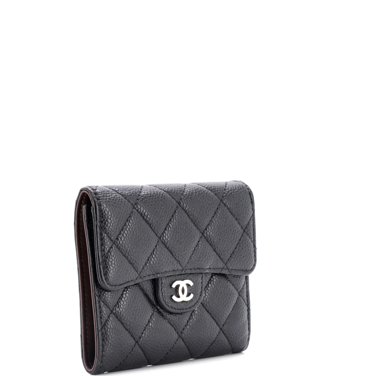 CC Compact Classic Flap Wallet Quilted Caviar - Deep Luxury