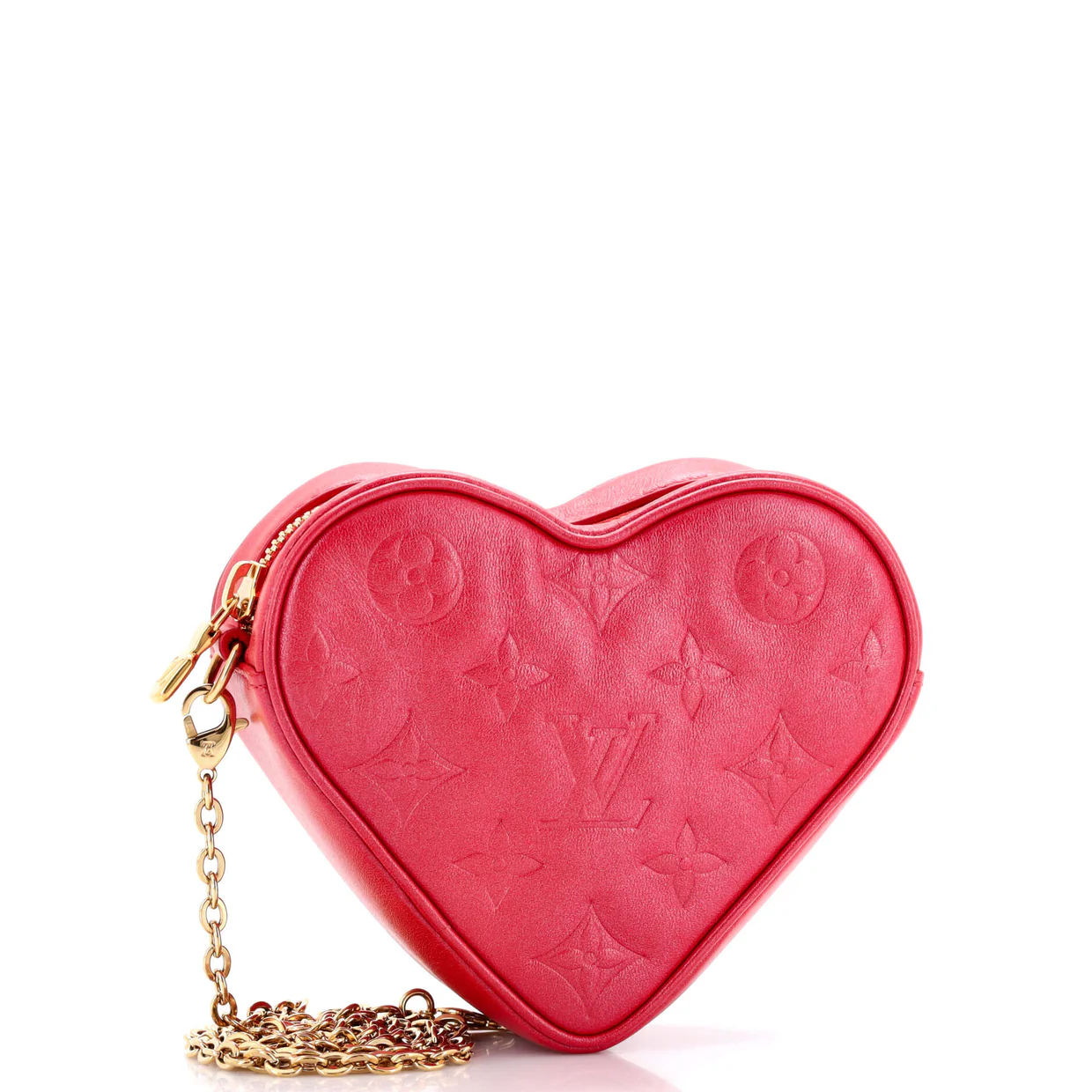Coeur Heart on Chain Bag Monogram Embossed Lambskin - Deep Luxury