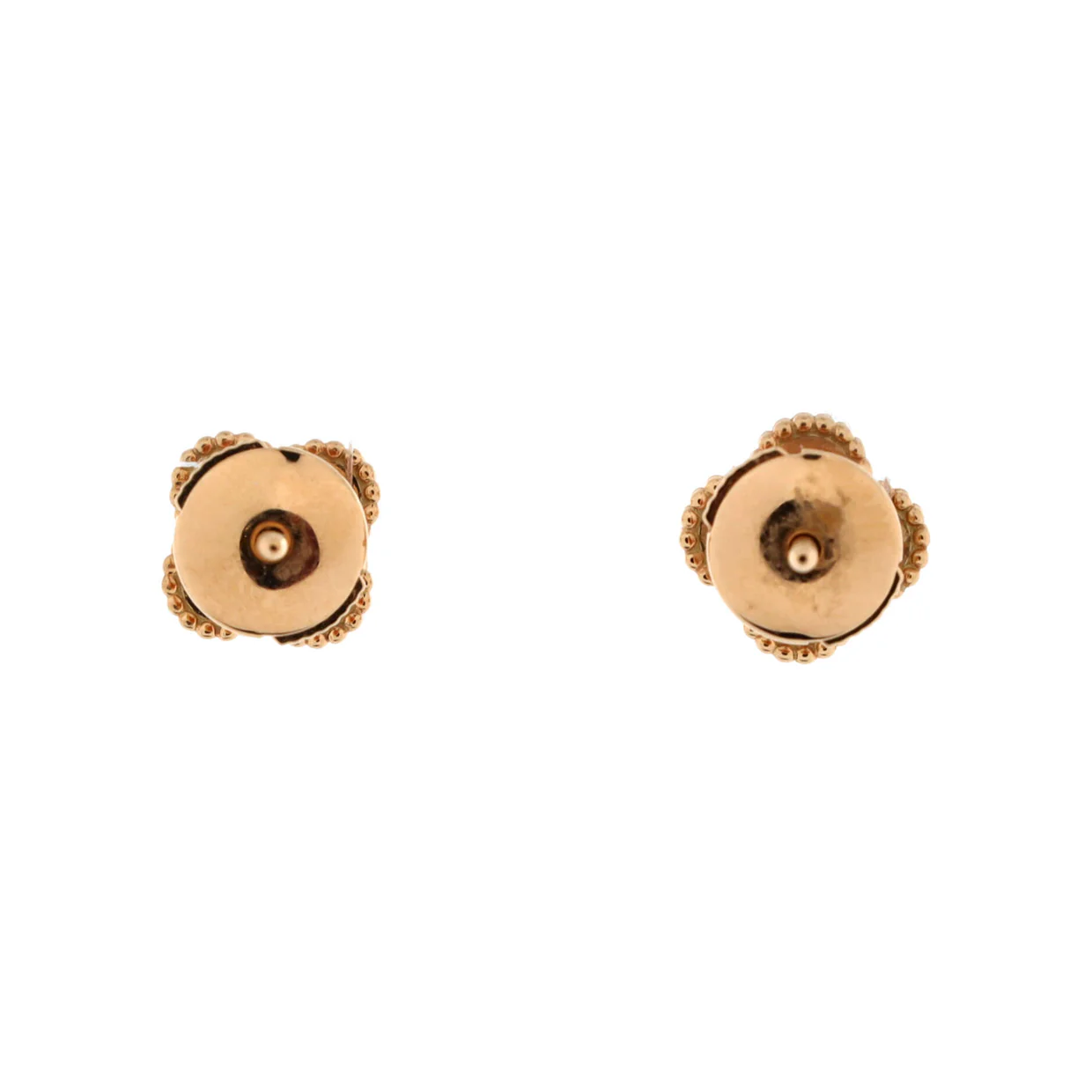 Sweet Alhambra Stud Earrings 18K Rose Gold and Carnelian - Deep Luxury