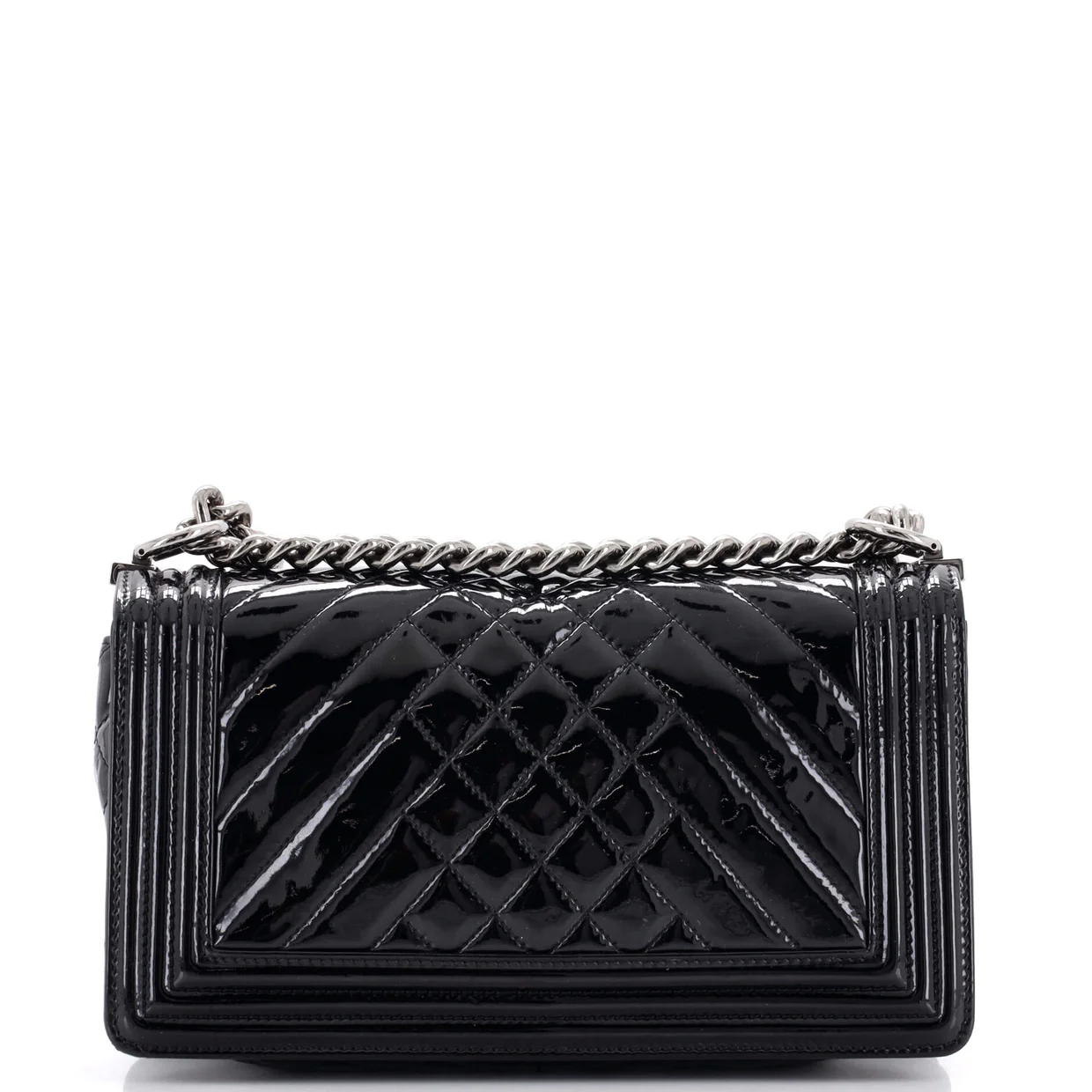 Boy Flap Bag Chevron Patent Old Medium - Deep Luxury