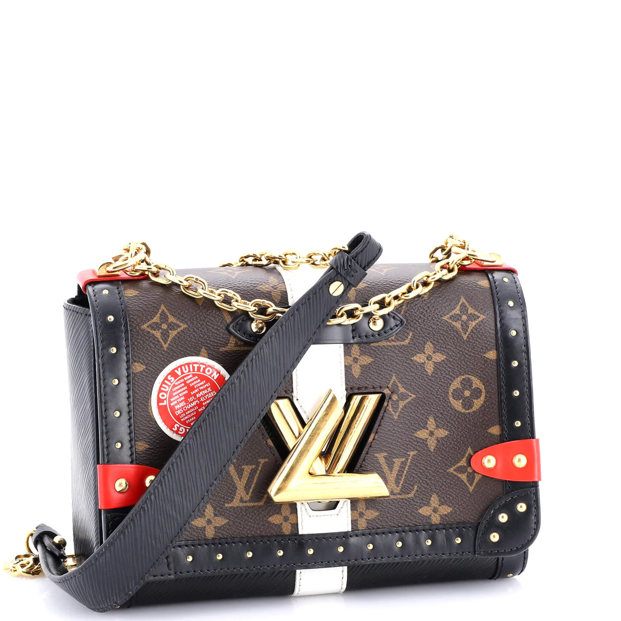 Twist Handbag Studded Epi Leather and Monogram Canvas MM - Deep Luxury