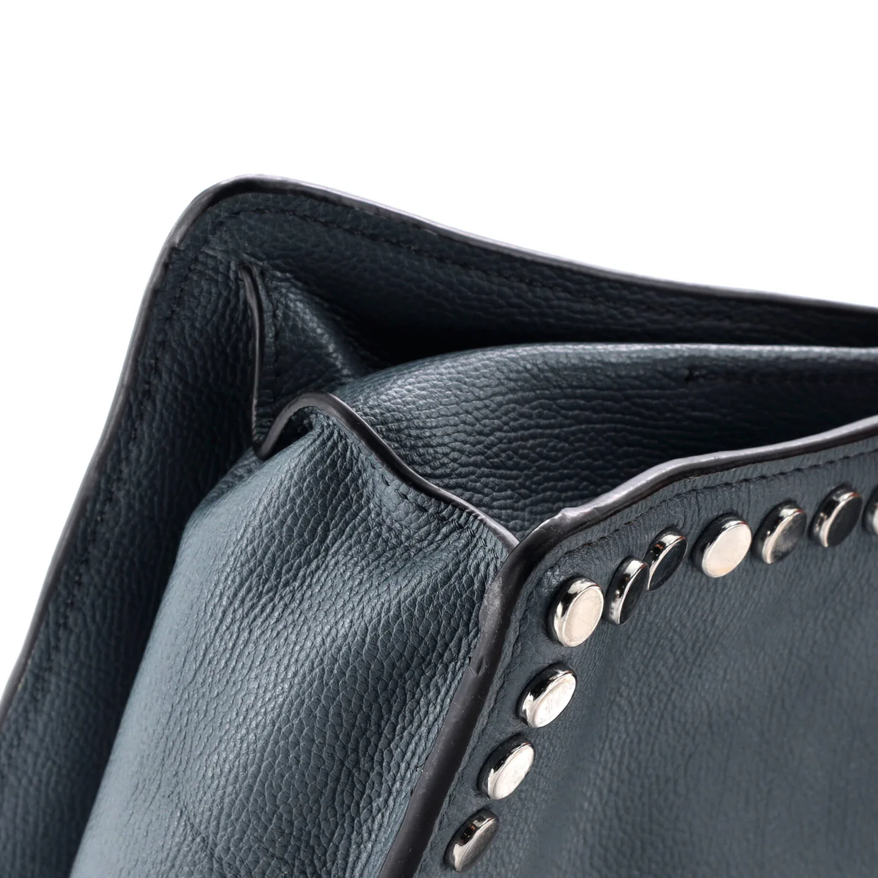 Etiquette Flap Bag Studded Glace Calfskin Small - Deep Luxury