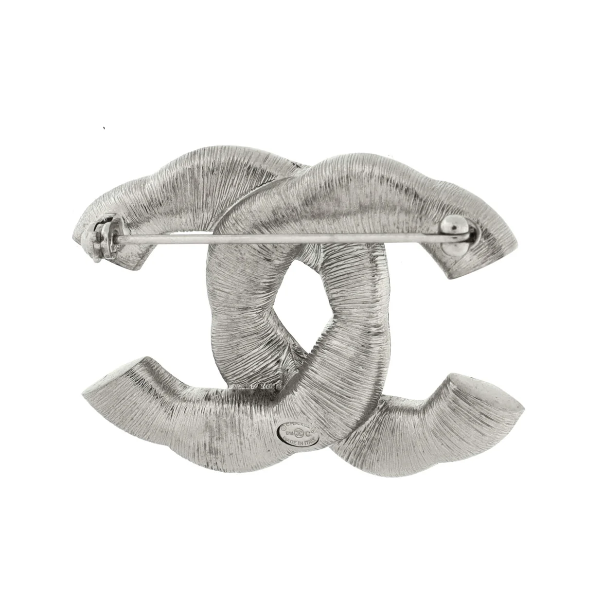 Twisted CC Brooch Metal with Crystals - Deep Luxury