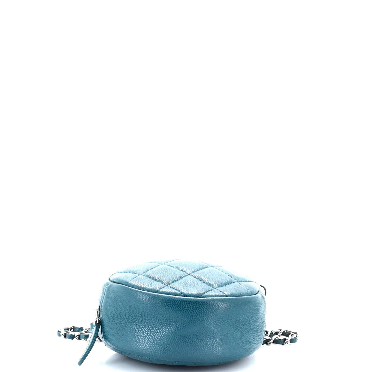 Round Clutch with Chain Quilted Iridescent Caviar Mini - Deep Luxury