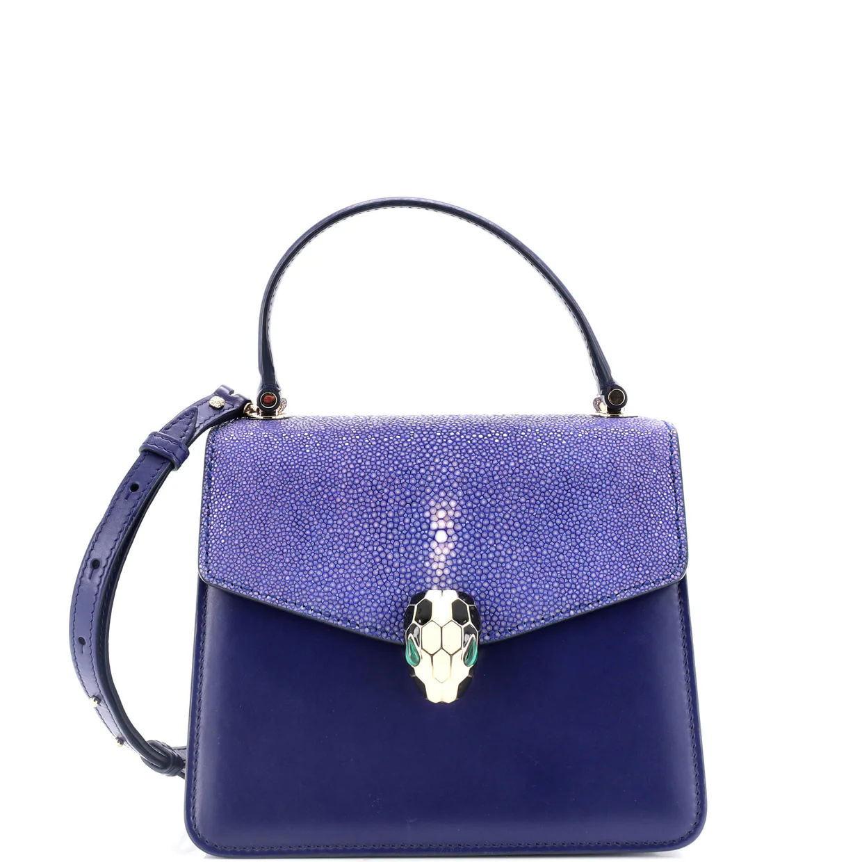 Serpenti Forever Top Handle Bag Leather and Stingray Small - Deep Luxury