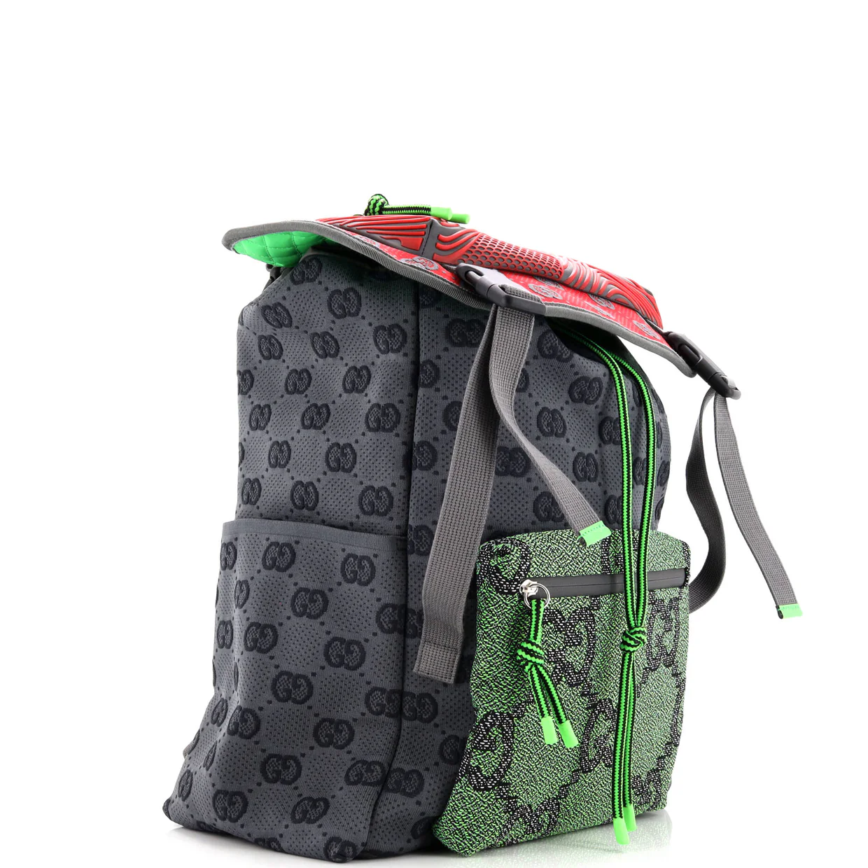 Panelled Double Buckle Backpack GG Jacquard Nylon and Rubber Large - Deep Luxury