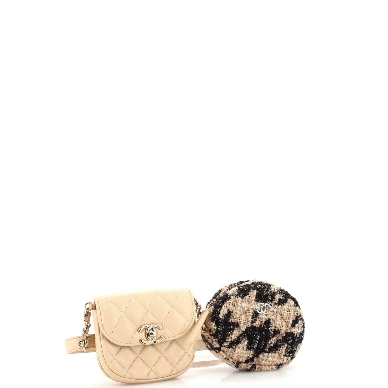CC Waist Bag with Coin Purse Quilted Lambskin and Tweed - Deep Luxury