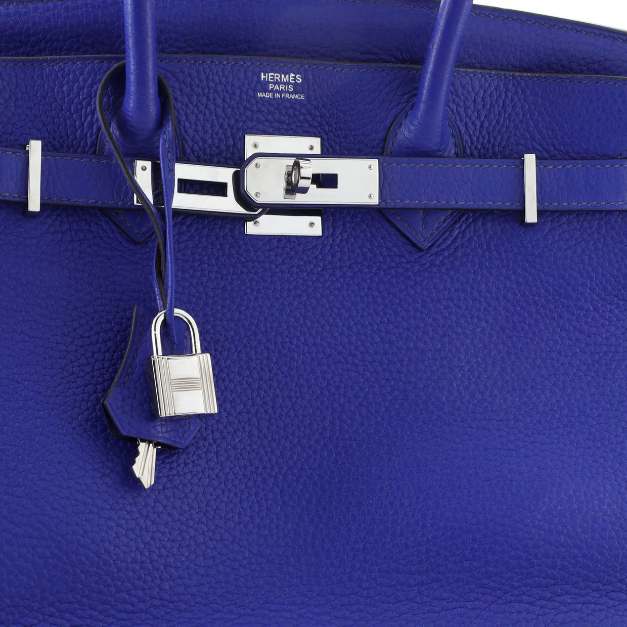 Birkin Handbag Bleu Electrique Clemence with Palladium Hardware 30 - Deep Luxury