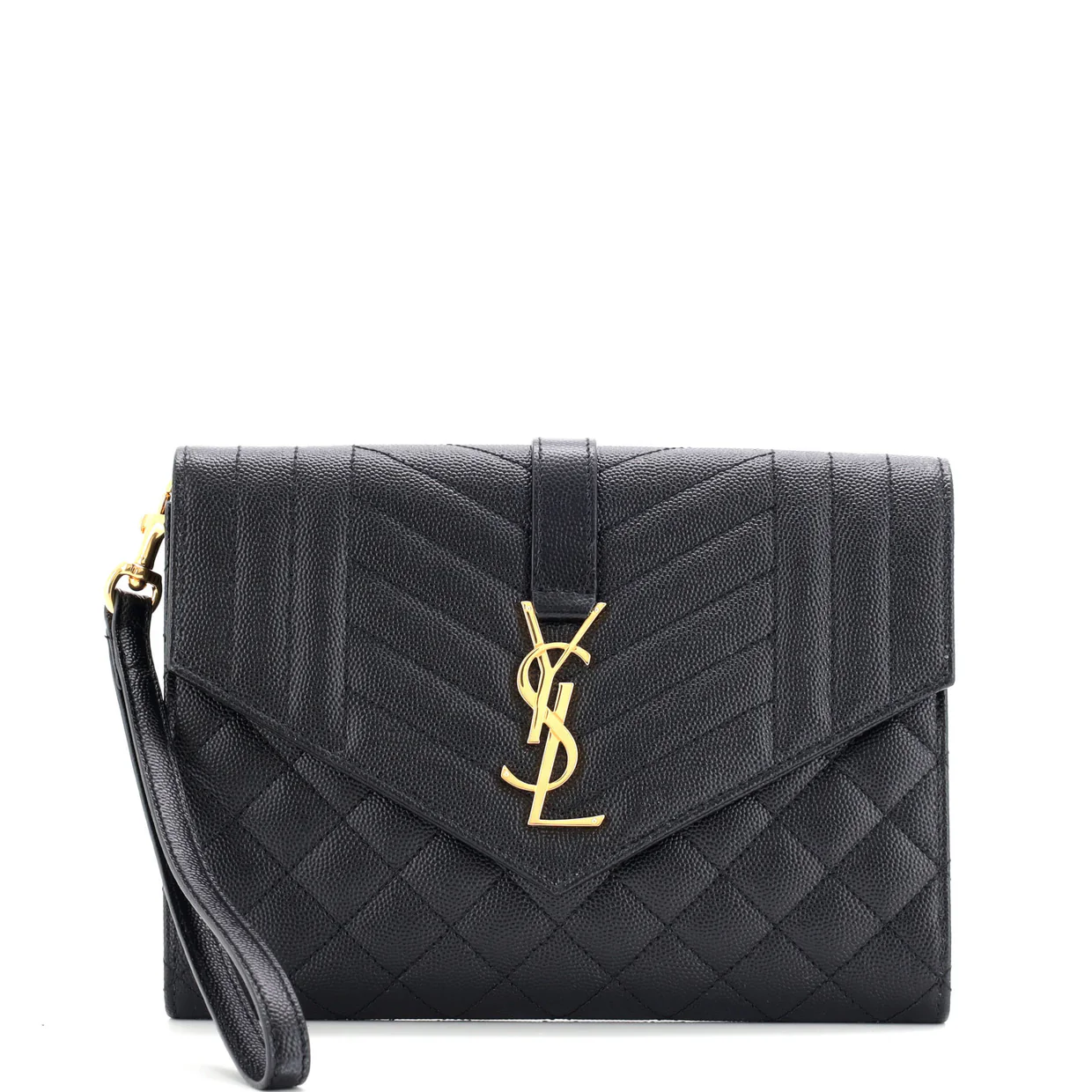 Classic Monogram Envelope Wristlet Clutch Mixed Matelasse Leather - Deep Luxury