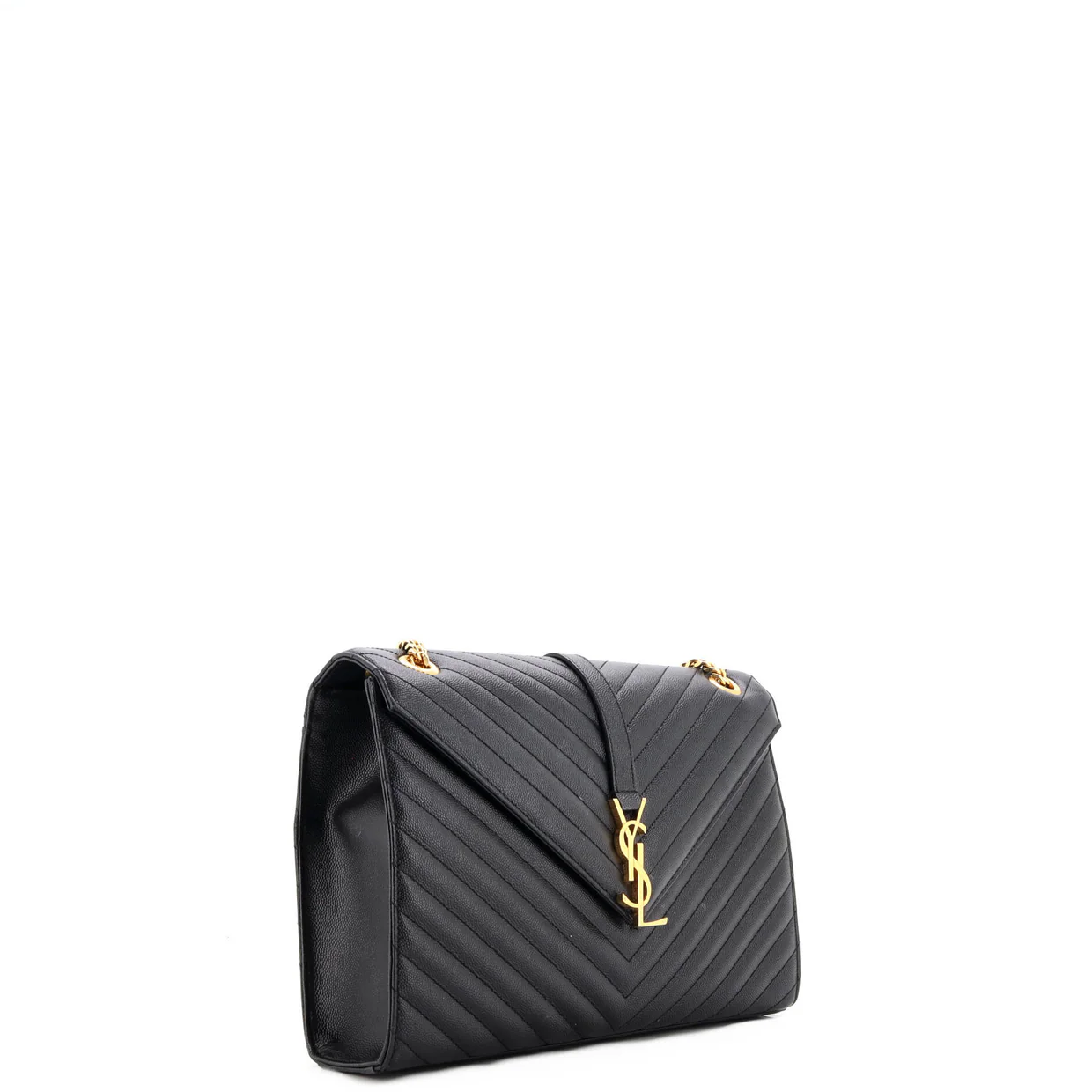 Classic Monogram Envelope Satchel Matelasse Chevron Leather Large - Deep Luxury