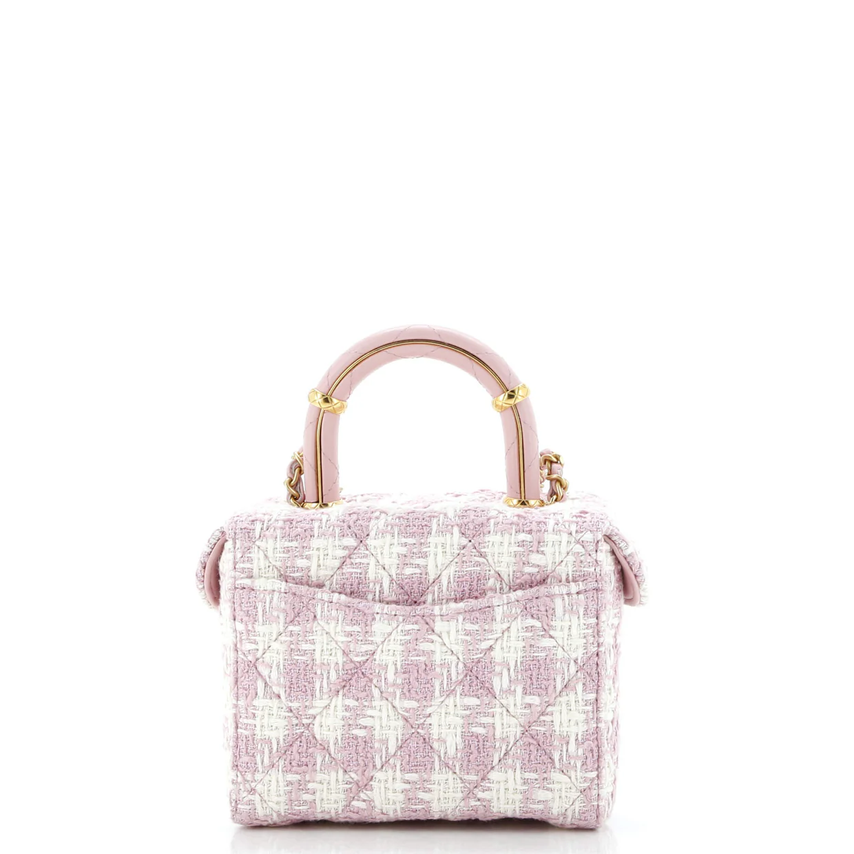 CC Top Handle Flap Vanity Case Quilted Tweed Small - Deep Luxury