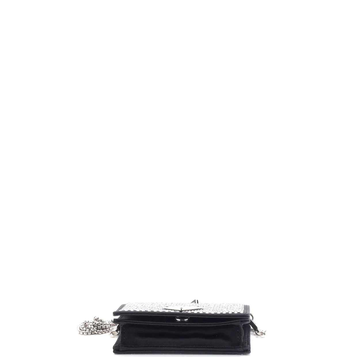 Flap Card Holder with Chain Satin with Crystals - Deep Luxury