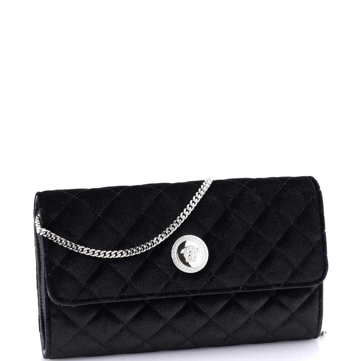 La Medusa Chain Clutch Quilted Velvet - Deep Luxury