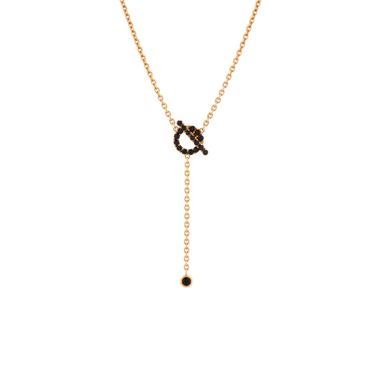 Finesse Lariat Pendant Necklace 18K Rose Gold and Black Spinels - Deep Luxury