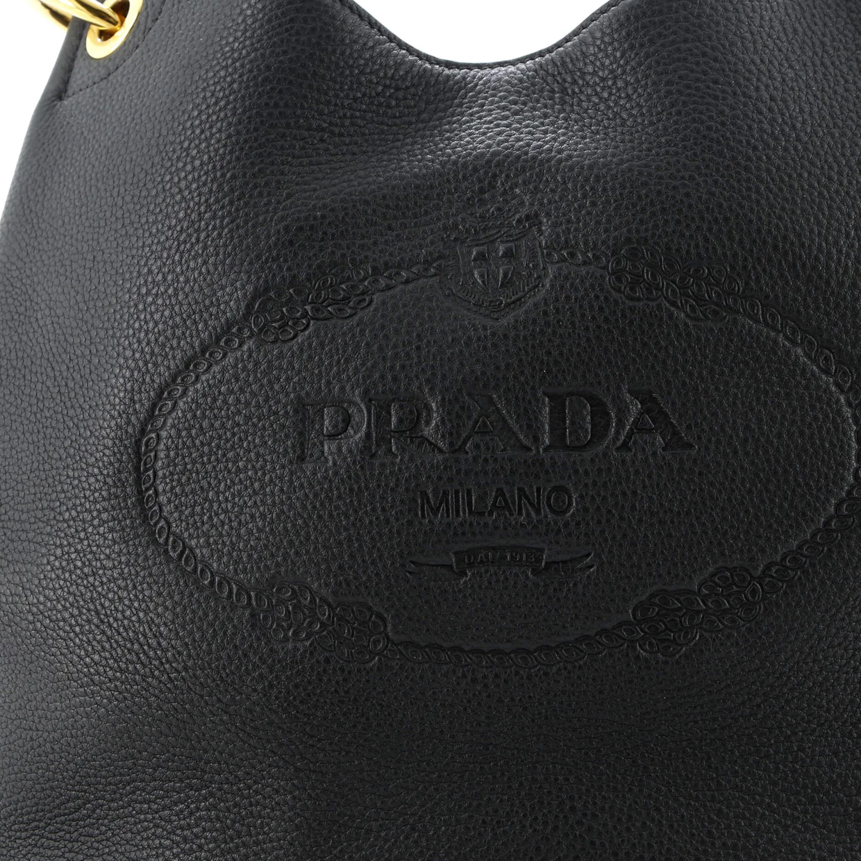 Logo Hobo Embossed Vitello Daino Large - Deep Luxury