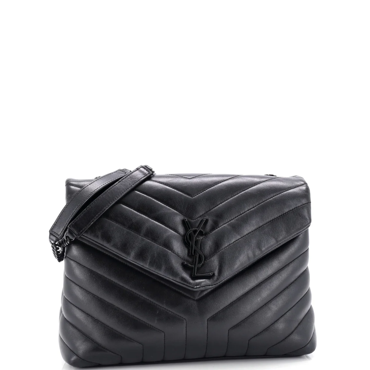 Loulou Shoulder Bag Matelasse Chevron Leather Medium - Deep Luxury