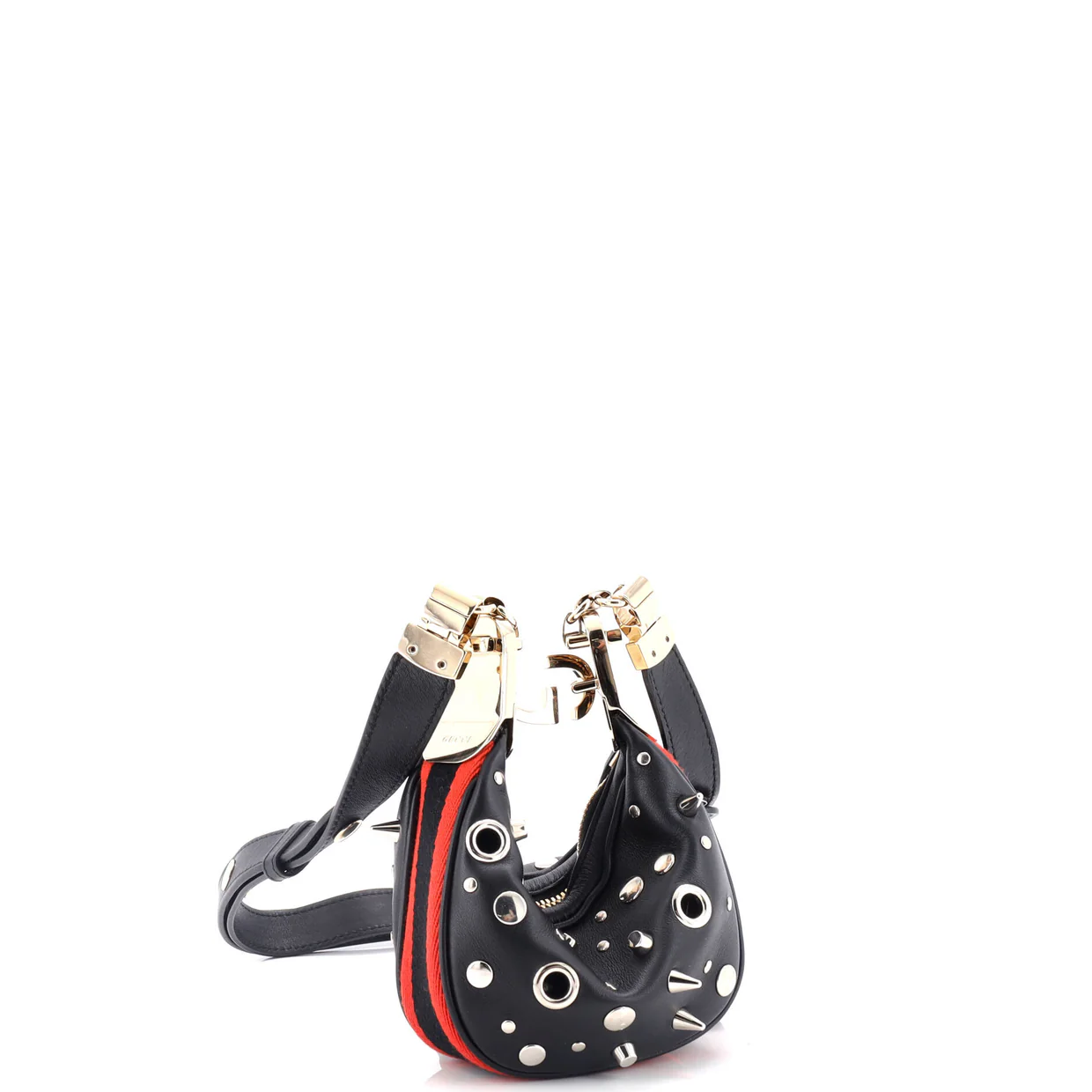 Attache Shoulder Bag Grommet Embellished Leather Mini - Deep Luxury
