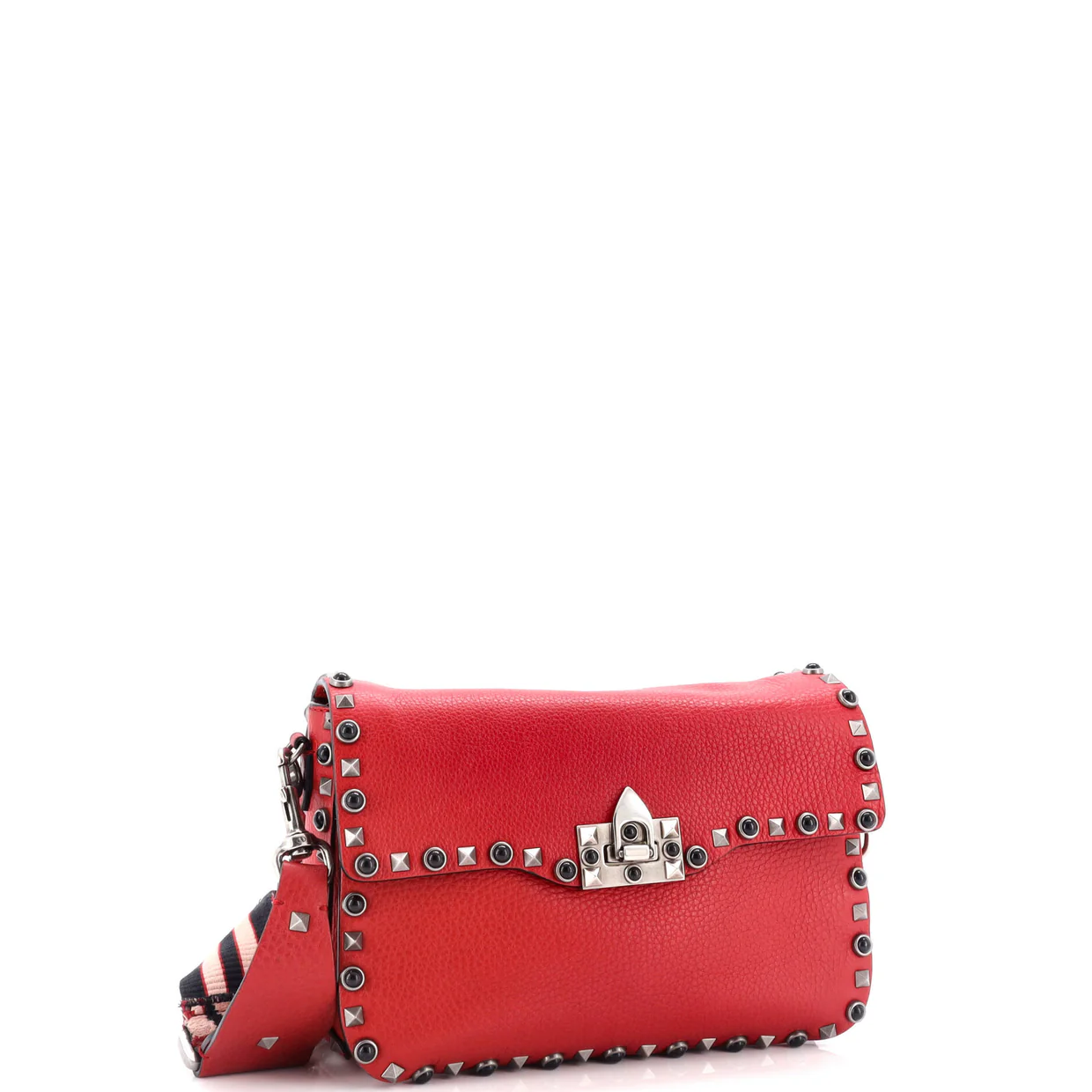 Rolling Rockstud Crossbody Bag Leather with Cabochons Medium - Deep Luxury