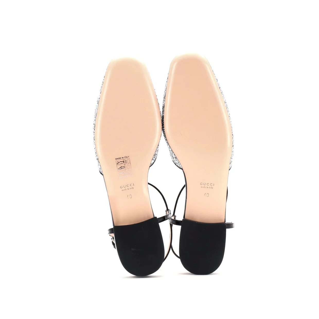 Women's GG Slingback Flats Glitter and Patent - Deep Luxury