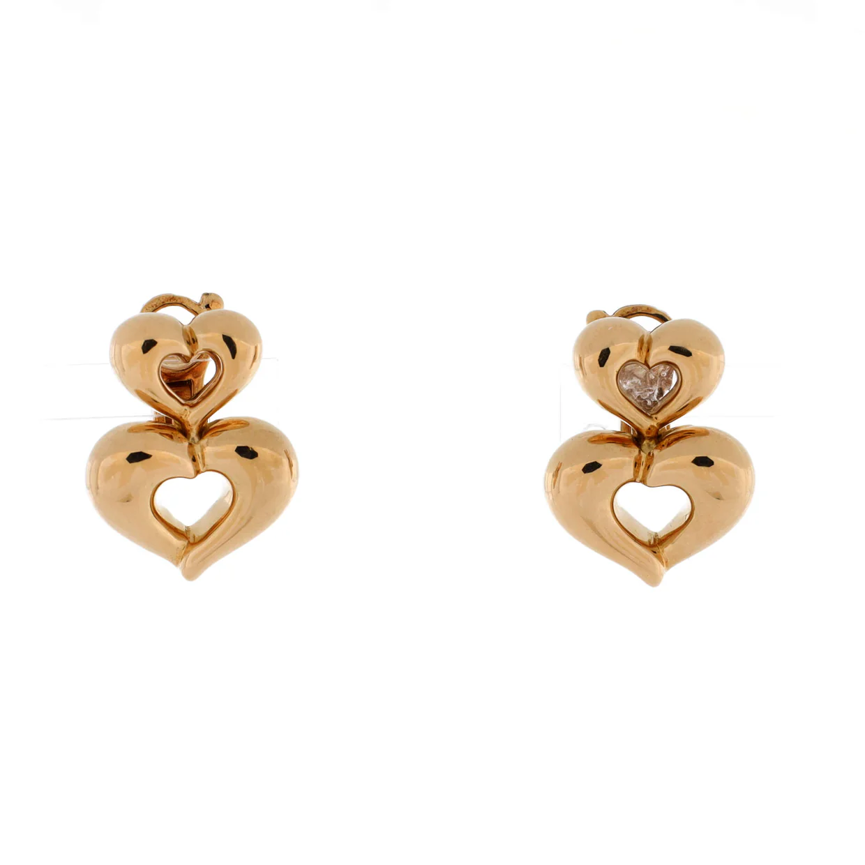 Double Heart Earrings 18K Yellow Gold - Deep Luxury