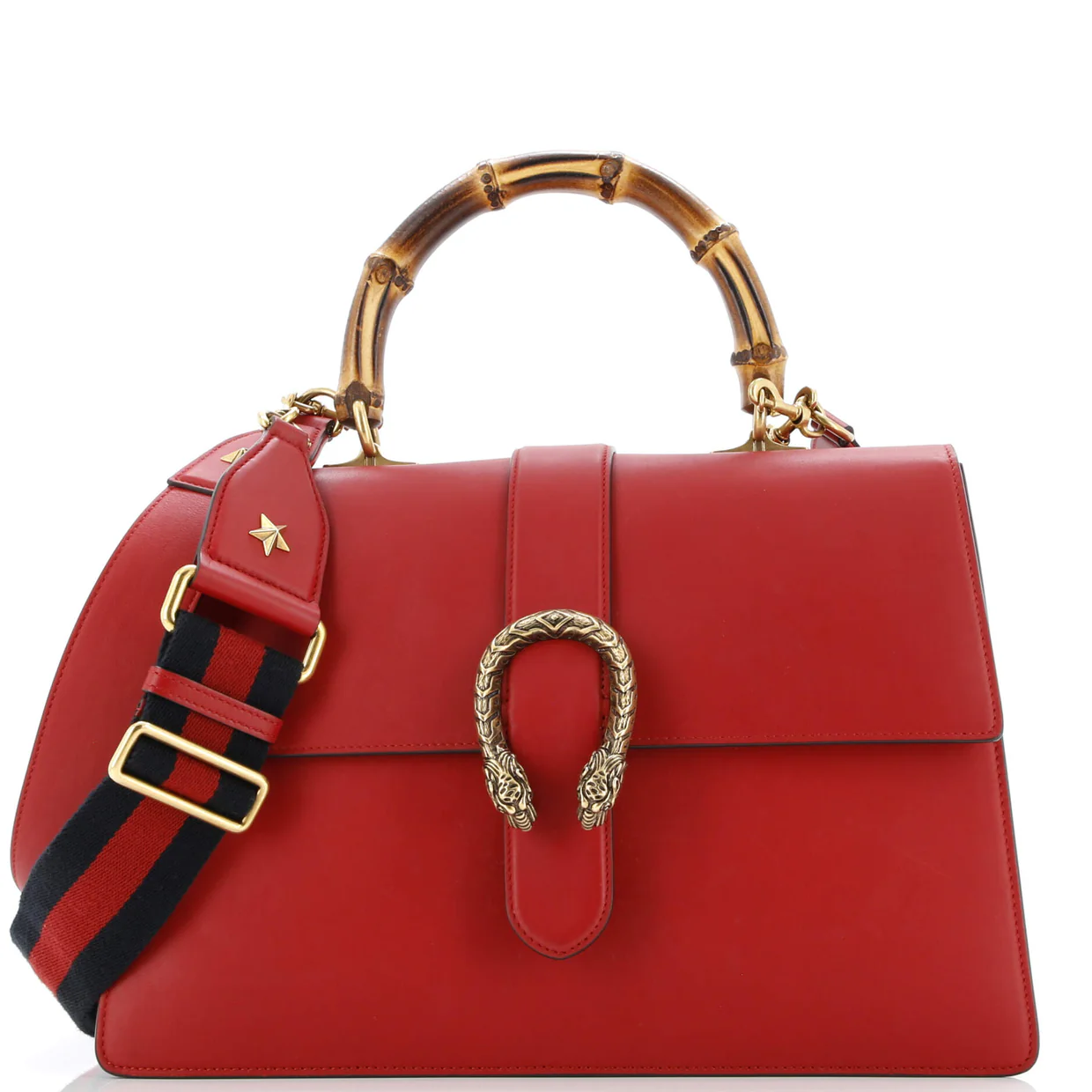 Dionysus Bamboo Top Handle Bag Leather Large - Deep Luxury