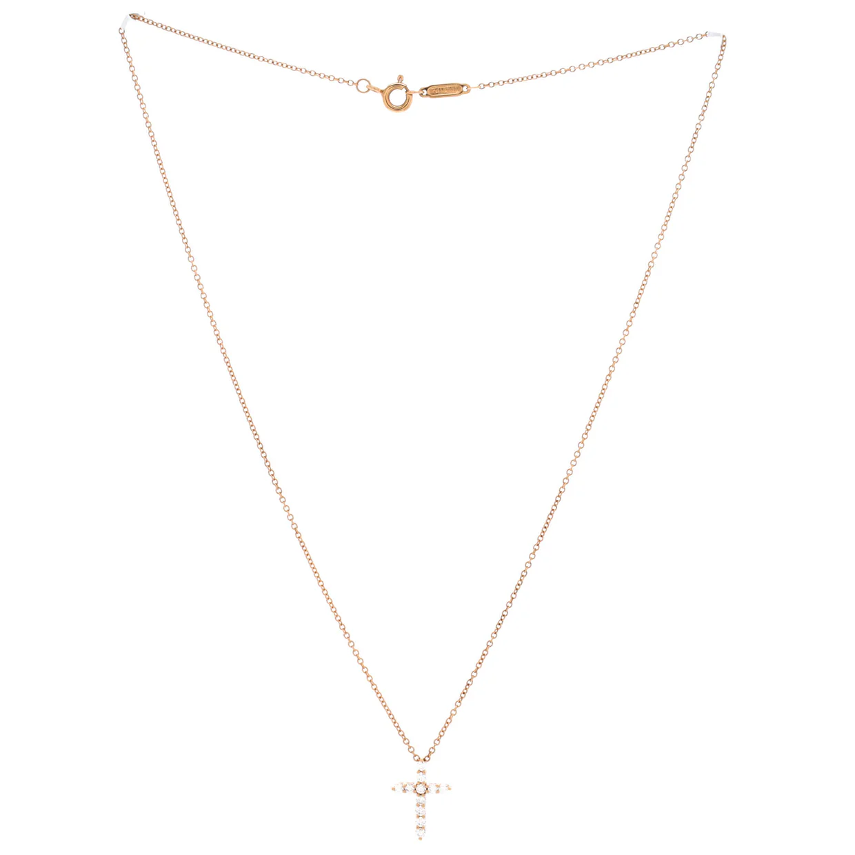 Cross Pendant Necklace 18K Rose Gold with Diamonds Mini - Deep Luxury