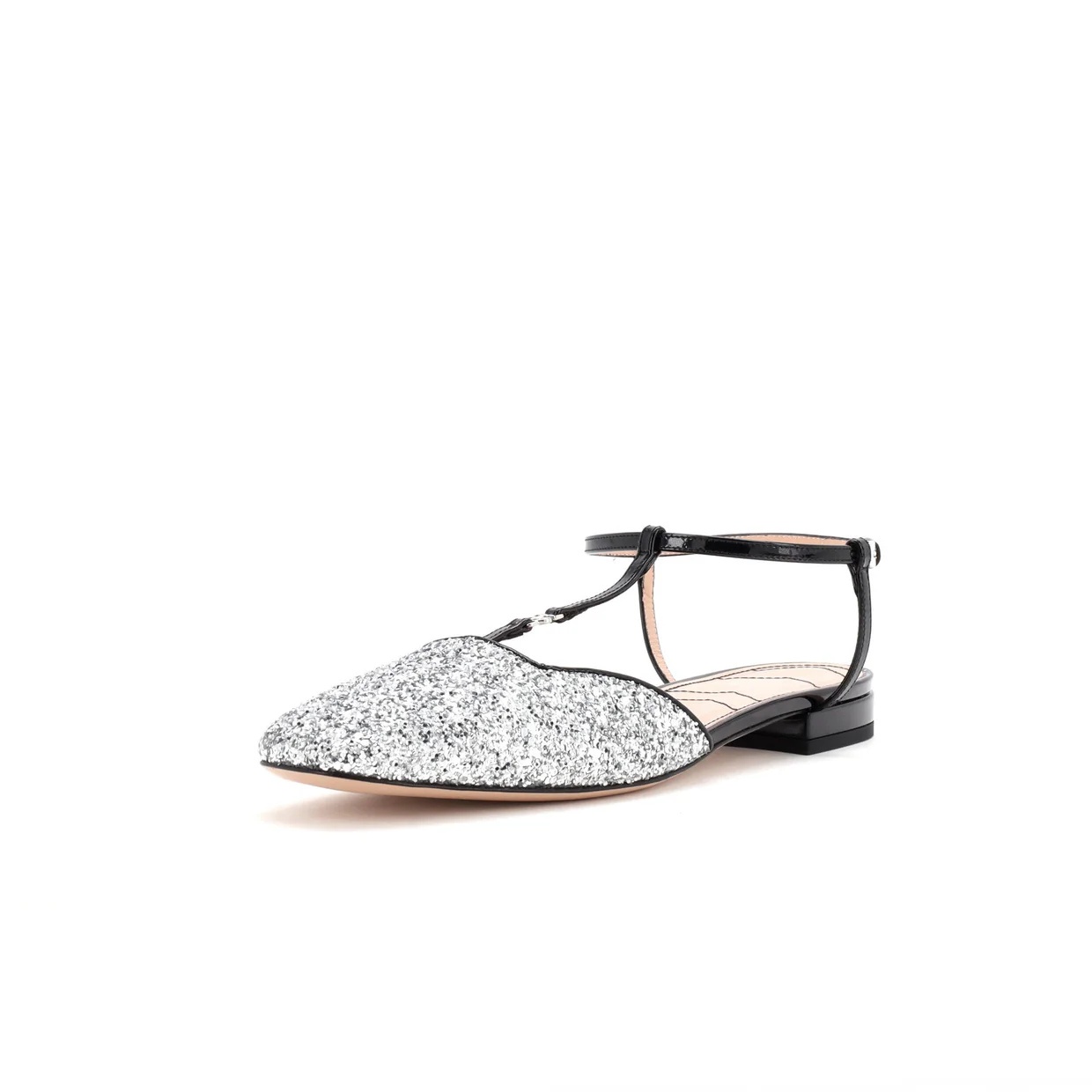 Women's GG Slingback Flats Glitter and Patent - Deep Luxury