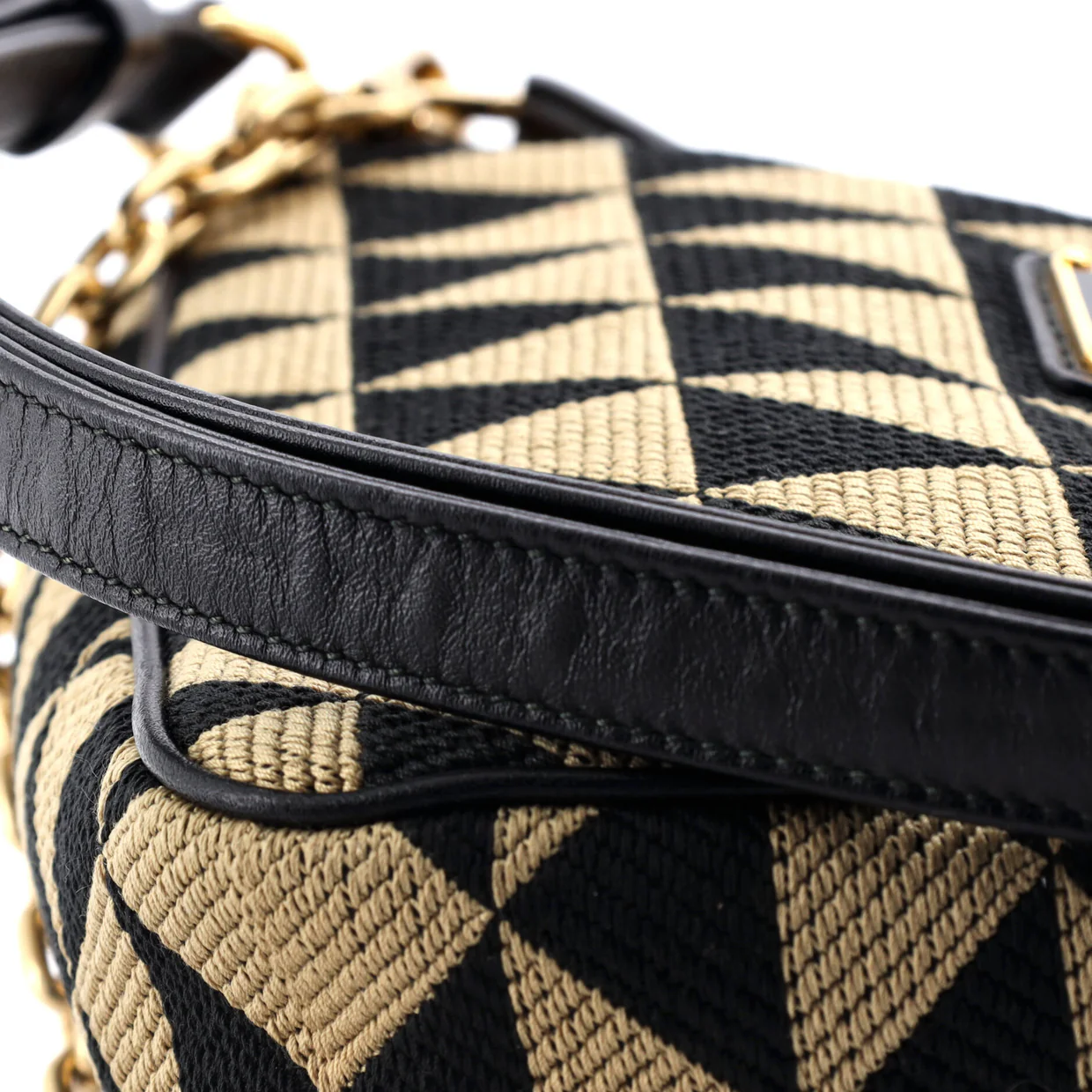 Double Symbole Triangle Bag Leather and Jacquard Mini - Deep Luxury