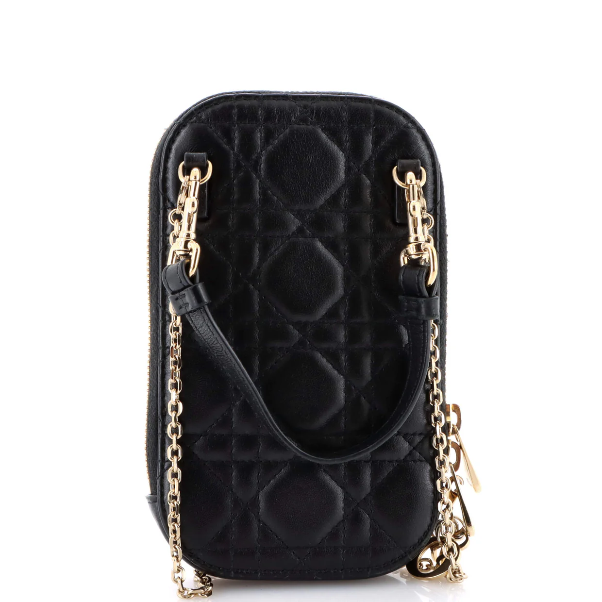 Lady Dior Phone Holder on Chain Cannage Quilt Lambskin - Deep Luxury