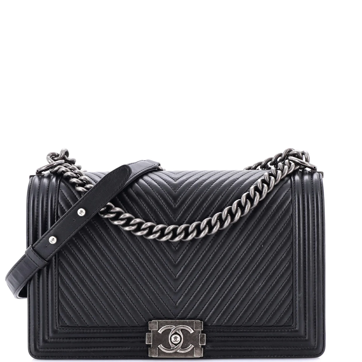Boy Flap Bag Chevron Calfskin New Medium - Deep Luxury