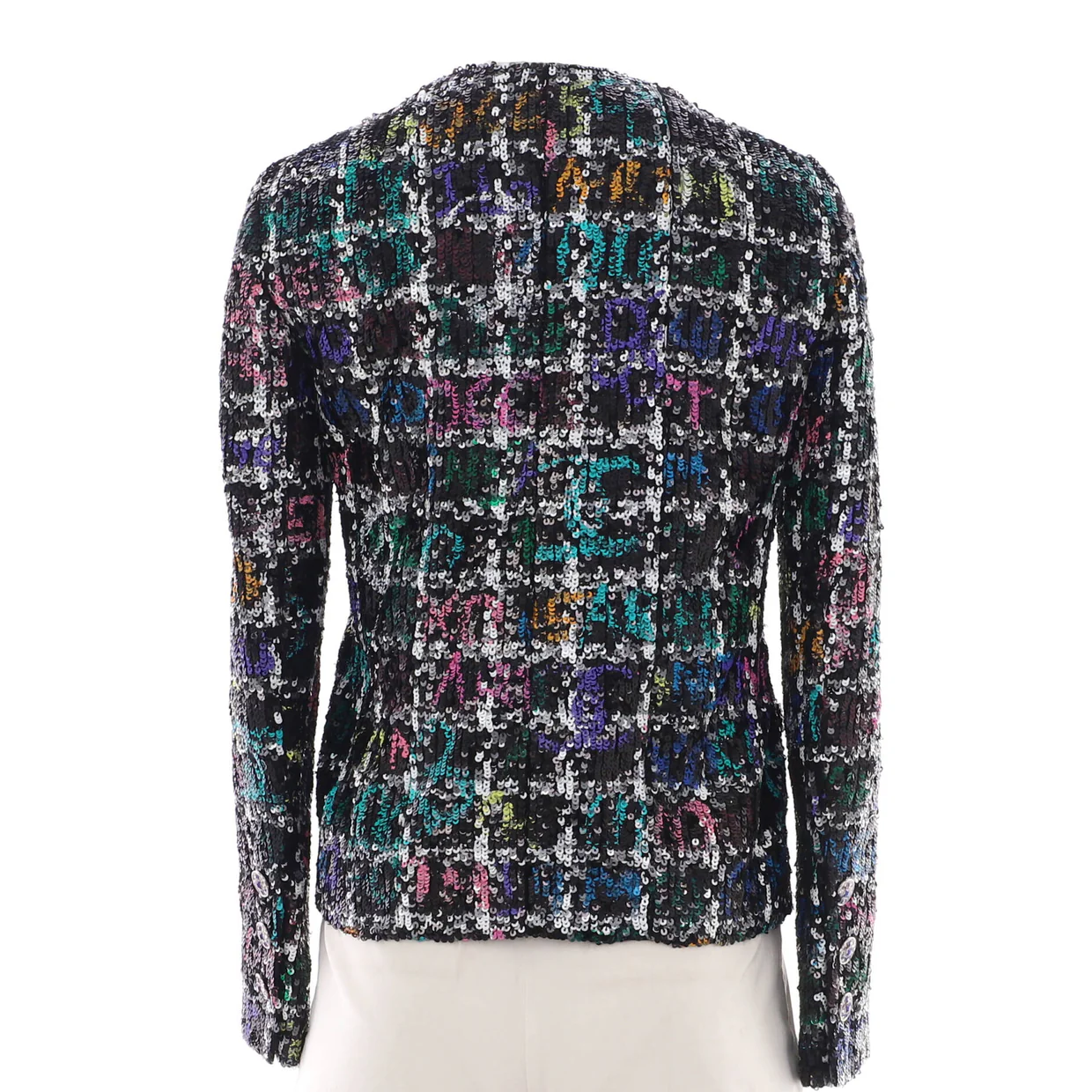 Women's Florence Two Pocket Collarless Button Up Jacket Sequin Embellished Polyester - Deep Luxury