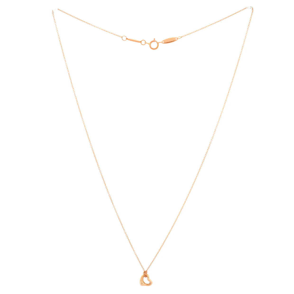 Elsa Peretti Open Heart Pendant Necklace 18K Rose Gold 7mm - Deep Luxury