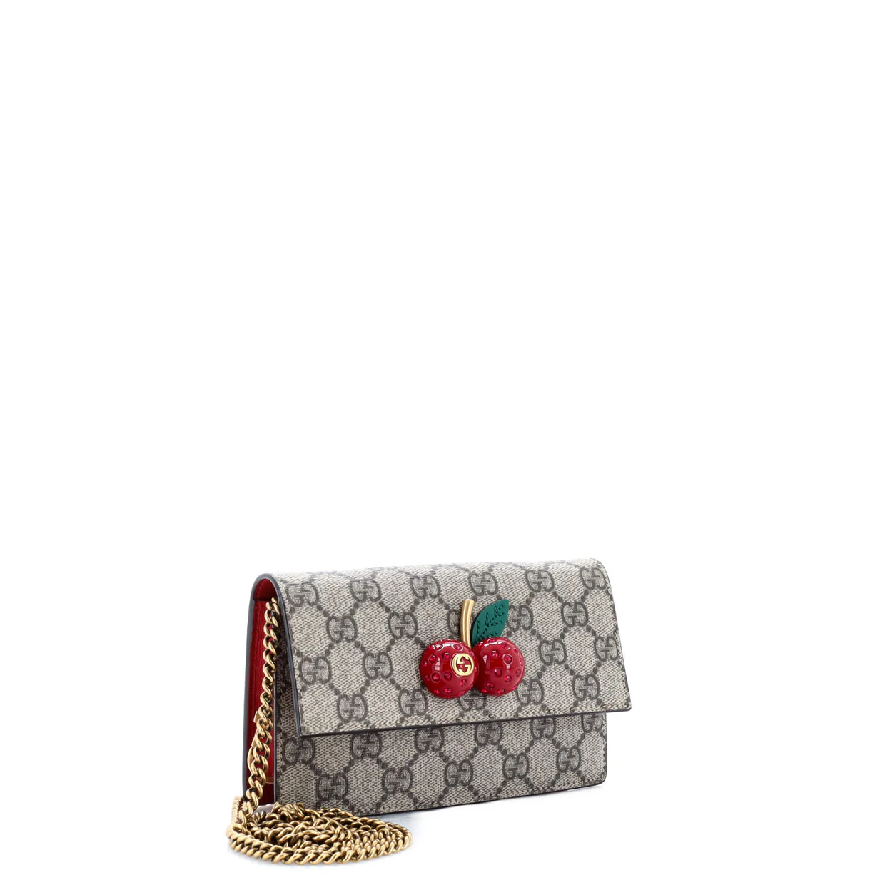 Cherries Wallet on Chain GG Coated Canvas Mini - Deep Luxury