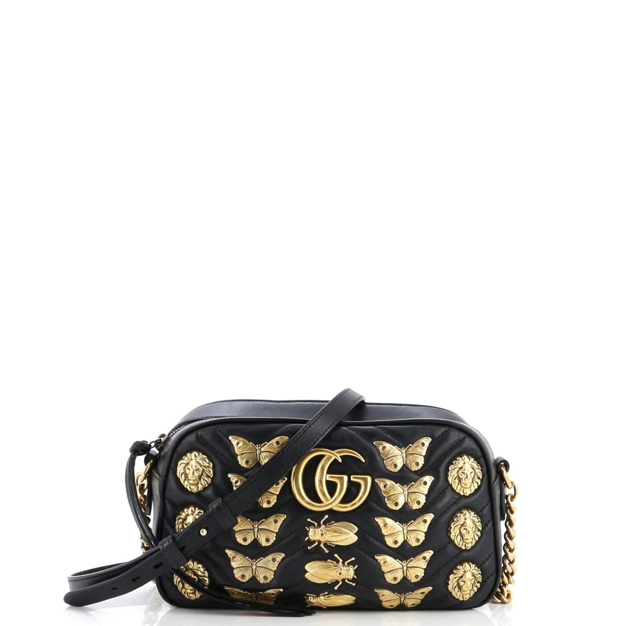 GG Marmont Shoulder Bag Embellished Matelasse Leather Small - Deep Luxury