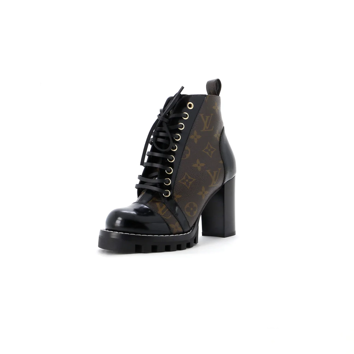 Women's Star Trail Ankle Boots Monogram Canvas with Patent - Deep Luxury