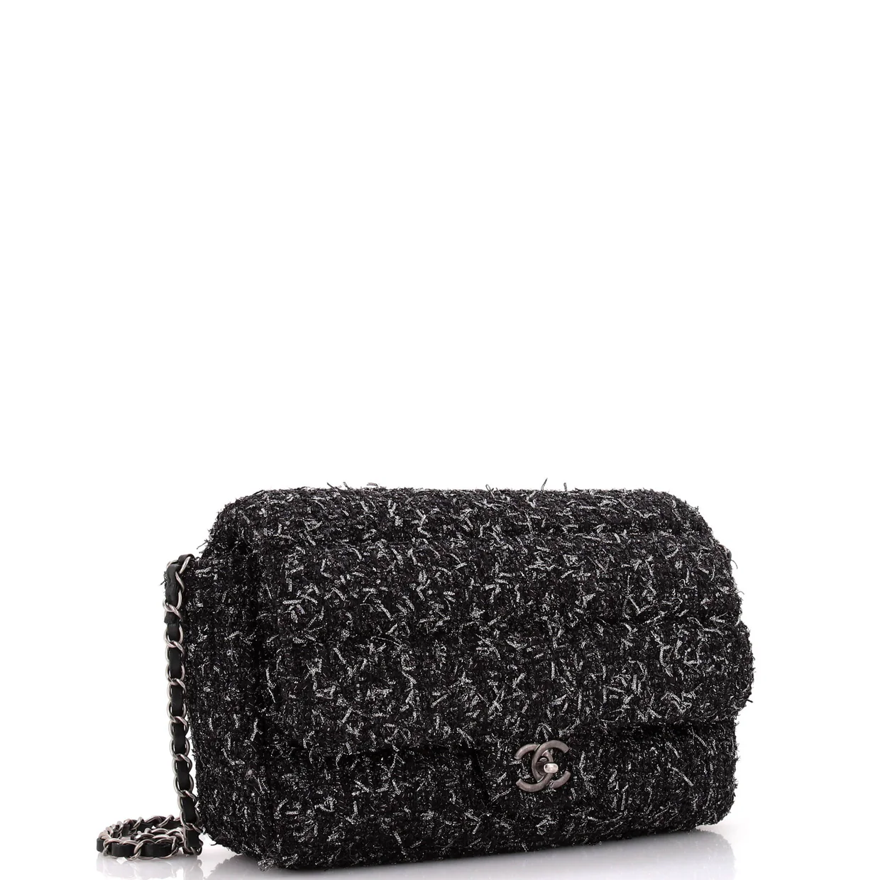 Classic Single Flap Bag Quilted Tweed Medium - Deep Luxury