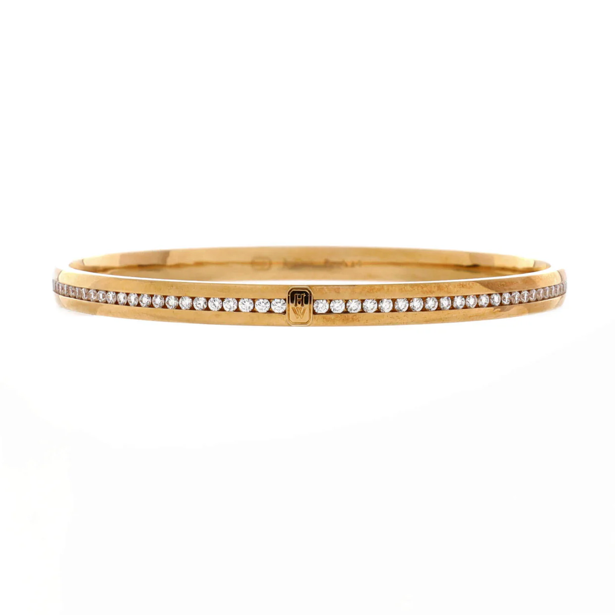 HW Logo Bangle Bracelet 18K Yellow Gold and Diamonds - Deep Luxury