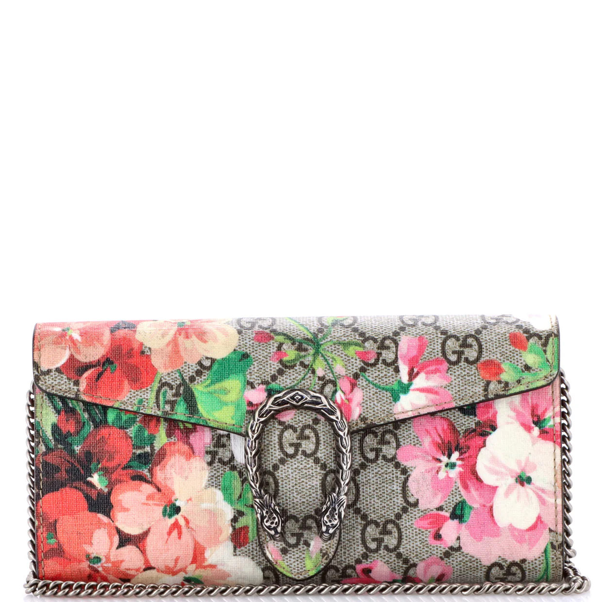 Dionysus Chain Wallet Blooms Print GG Coated Canvas Long - Deep Luxury
