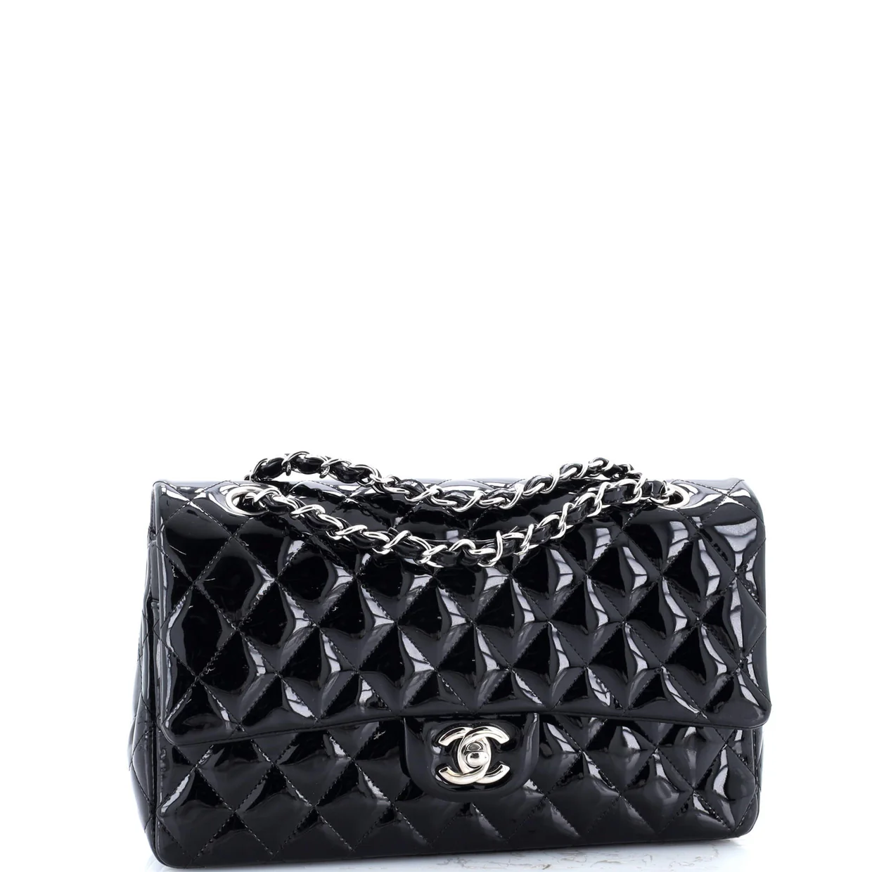Classic Double Flap Bag Quilted Patent Medium - Deep Luxury
