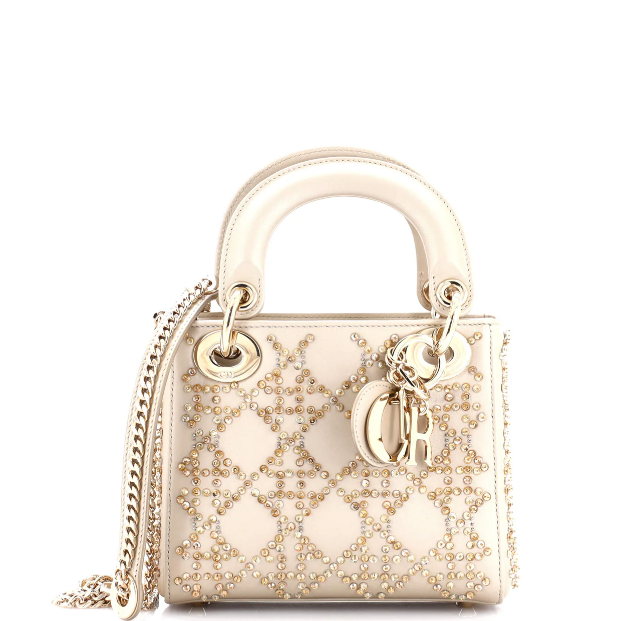 Lady Dior Chain Bag Crystal Embellished Cannage Quilt Leather Mini - Deep Luxury