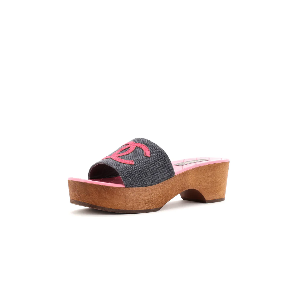 Women's CC Mule Sandals Canvas and Wood - Deep Luxury