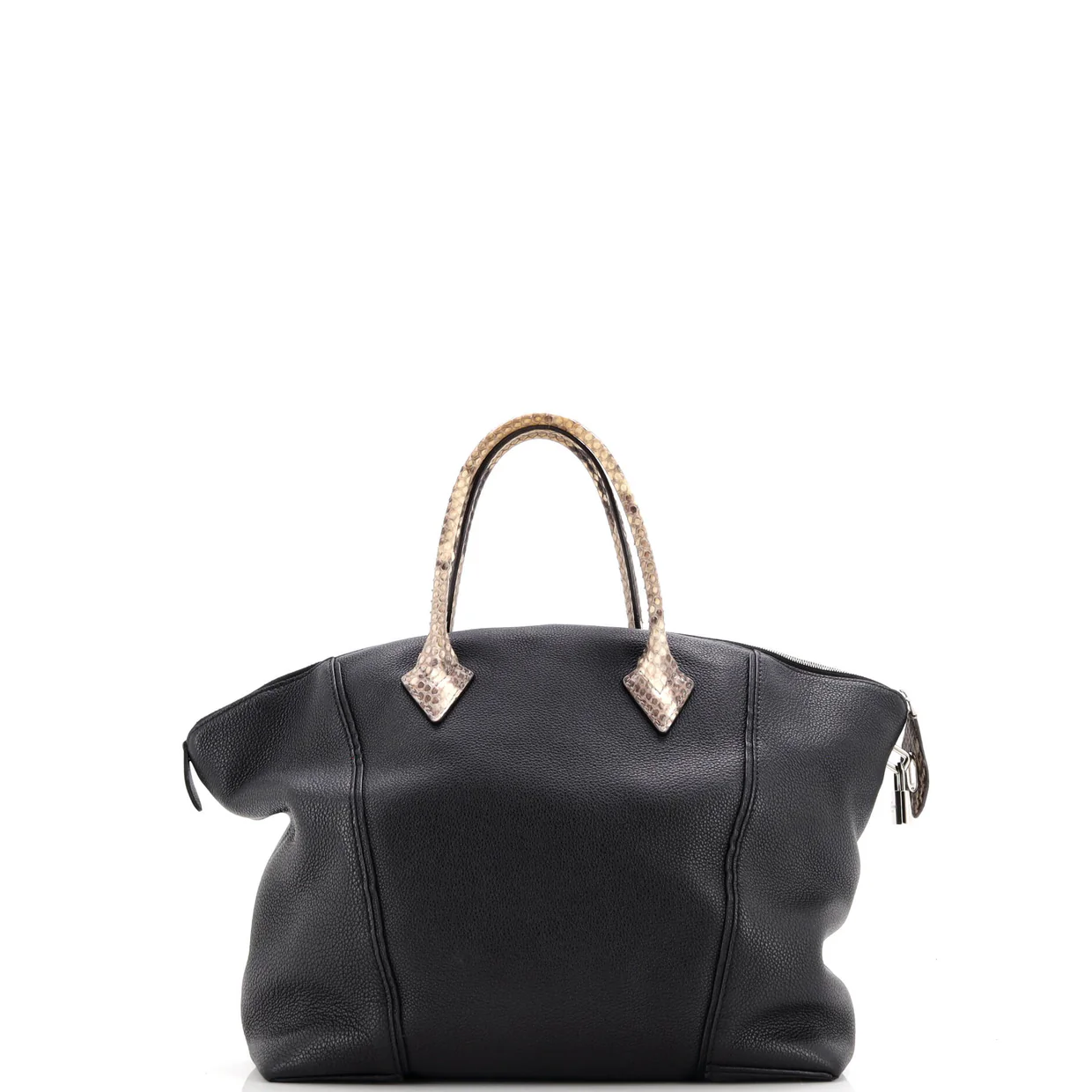 Soft Lockit Handbag Leather with Python MM - Deep Luxury