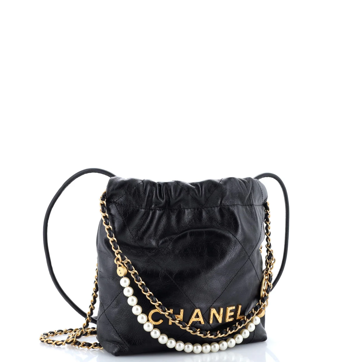 22 Chain Hobo Quilted Calfskin with Pearl Chain Mini - Deep Luxury