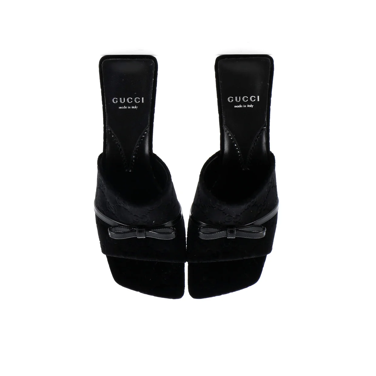 Women's Bow Slide Heeled Sandals GG Velvet - Deep Luxury