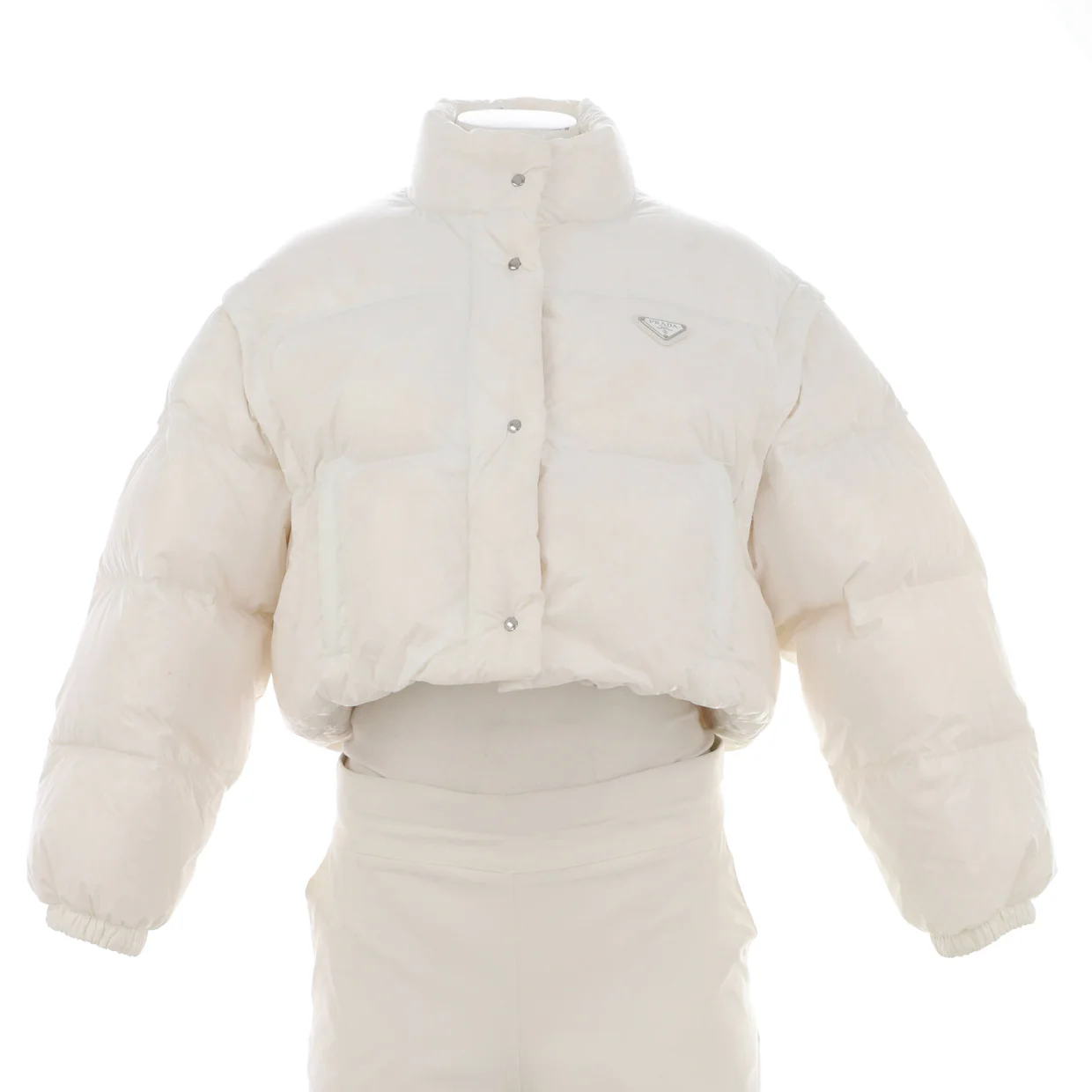 Women's Convertible Cropped Puffer Jacket Quilted Nylon with Down - Deep Luxury