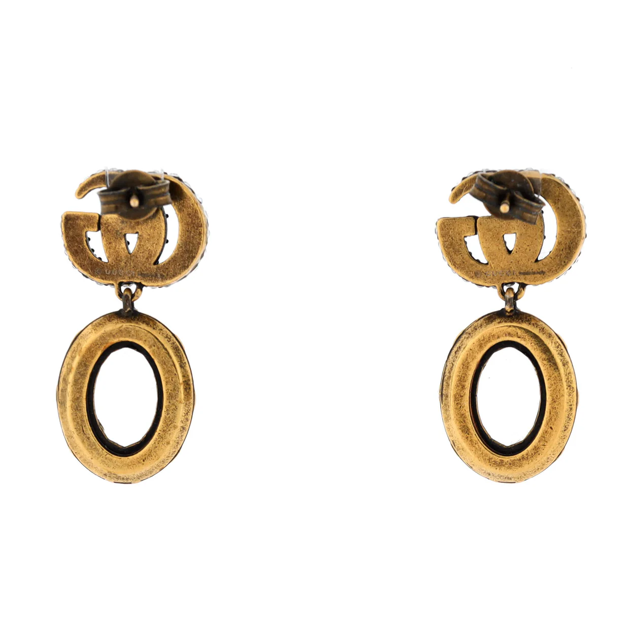 Double G Round Drop Earrings Metal with Crystals - Deep Luxury