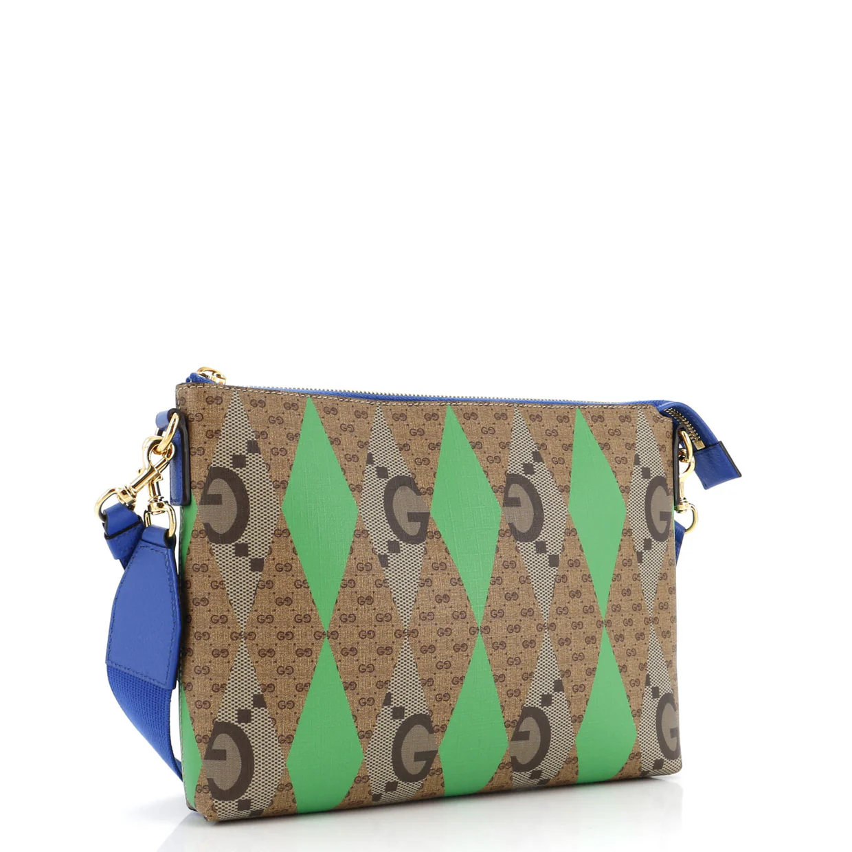 Wristlet Pouch Rhombus GG Coated Canvas with Leather Medium - Deep Luxury