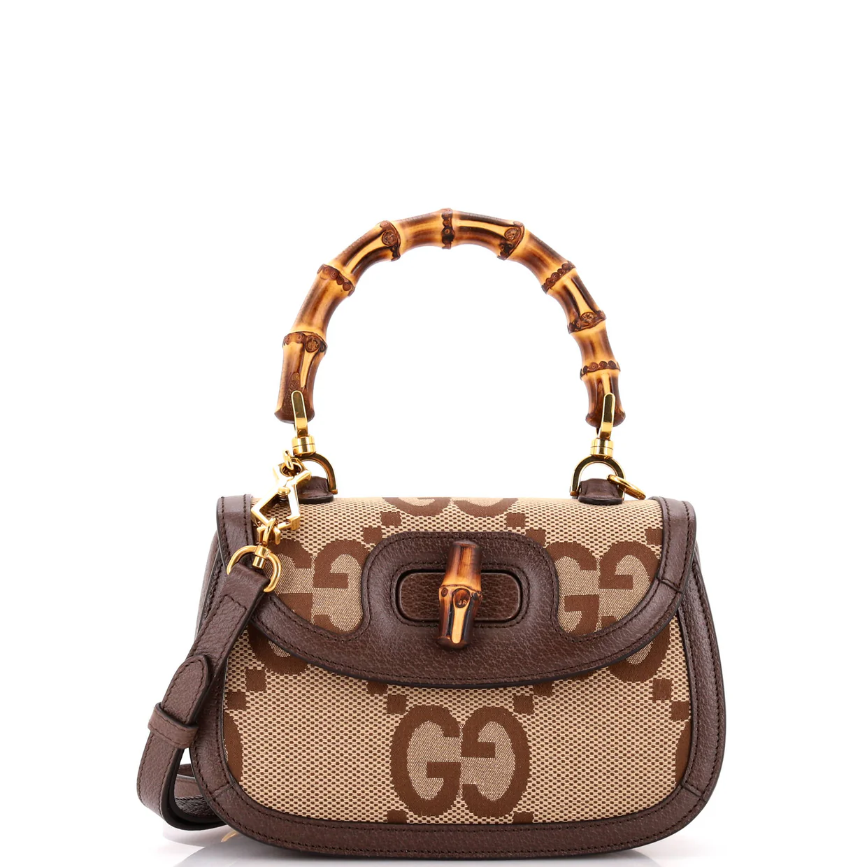 Bamboo 1947 Top Handle Bag Jumbo GG Canvas Small - Deep Luxury