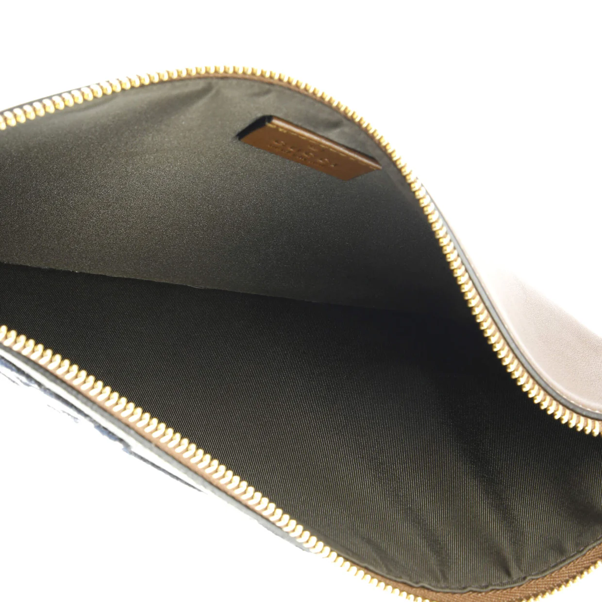 Zipped Pouch Leather with Applique Large - Deep Luxury
