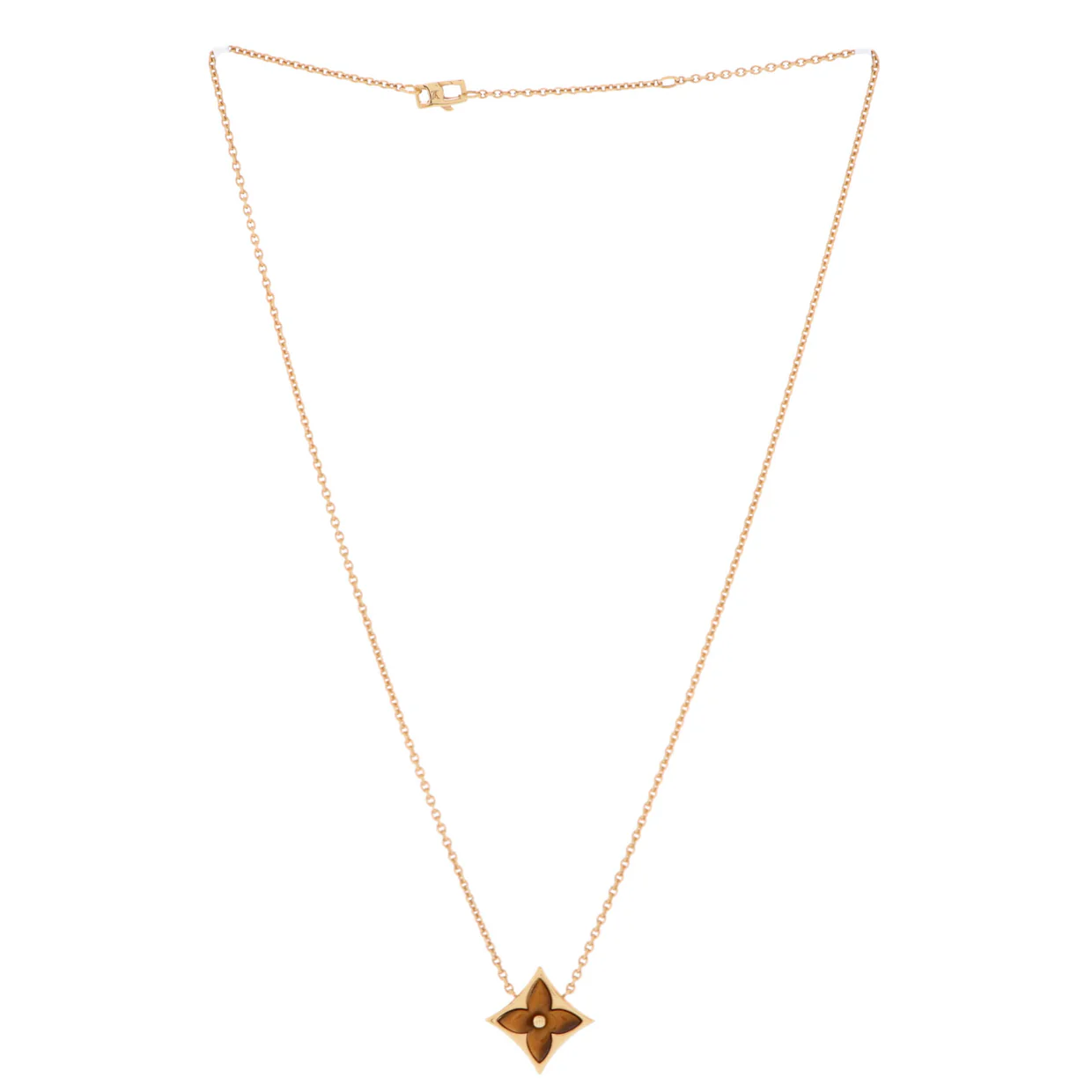Color Blossom Star Pendant Necklace 18K Yellow Gold with Tigers Eye - Deep Luxury